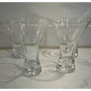Vtg Set of 4 Stemless Martini or Shot Glass Controlled Bubble Ball 4” Glasses